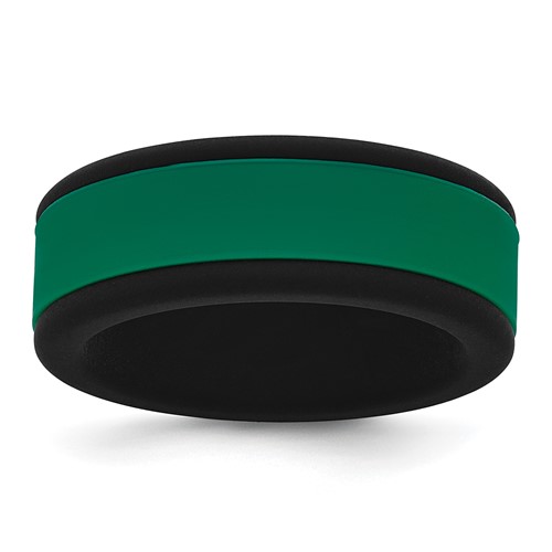 Silicone Black Band with Removable Green Center 8mm