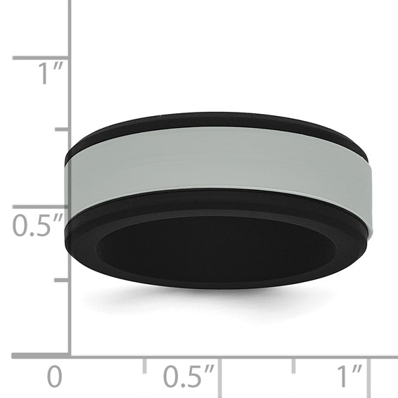 Silicone Black with Removable Grey Center 8mm Band