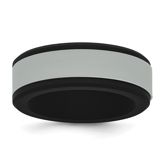Silicone Black with Removable Grey Center 8mm Band