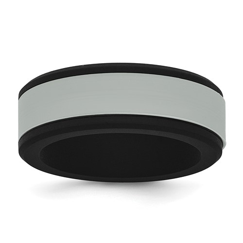 Silicone Black Band with Removable Grey Center 8mm