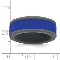 Silicone Grey Band with Removable Blue Center 8mm view 5
