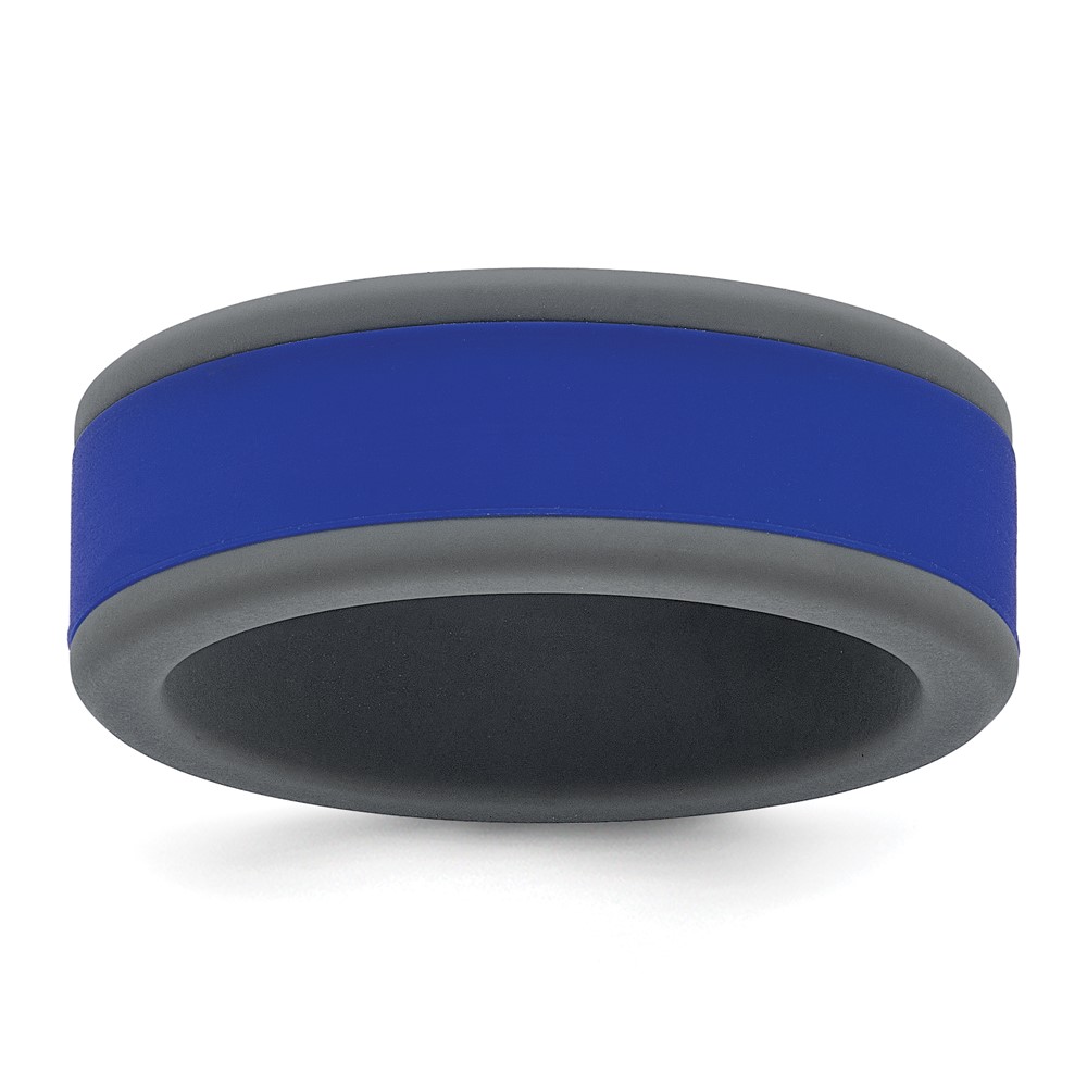 Silicone Grey Band with Removable Blue Center 8mm
