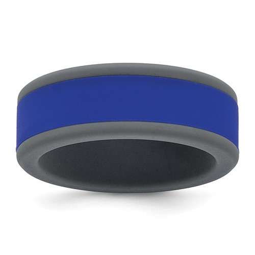 Silicone Grey Band with Removable Blue Center 8mm