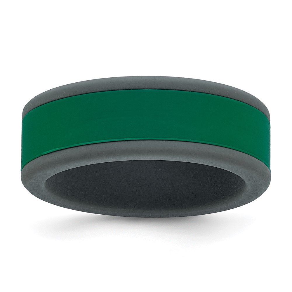 Silicone Grey Band with Removable Green Center 8mm