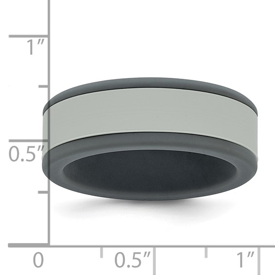 Silicone Grey with Removable Light Grey Center 8mm Band