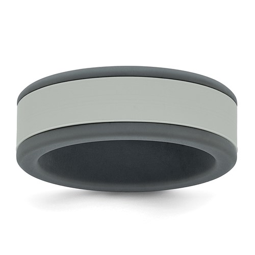 Silicone Grey Band with Removable Light Grey Center 8mm
