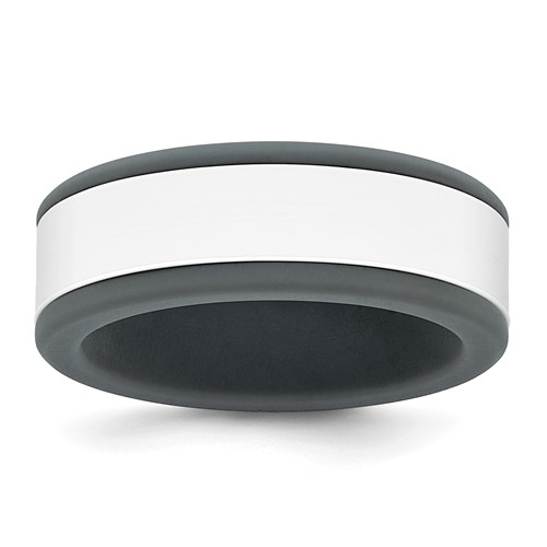 Silicone Grey Band with Removable White Center 8mm