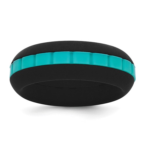 Silicone Black Band with Blue Grooved Center 7.50mm