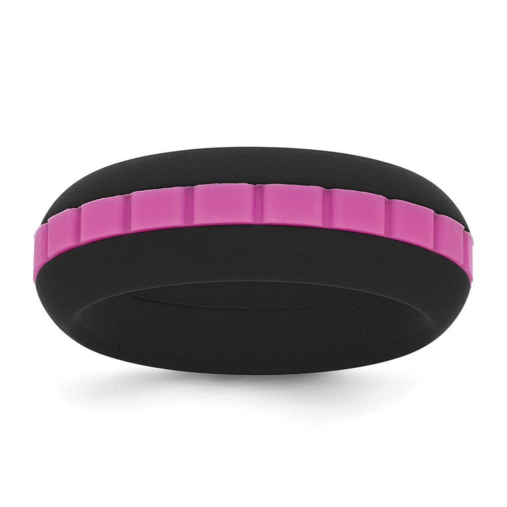 Silicone Black Band with Pink Grooved Center 7.50mm