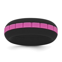 Silicone Black Band with Pink Grooved Center 7.50mm view 1
