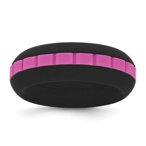 Silicone Black Band with Pink Grooved Center 7.50mm