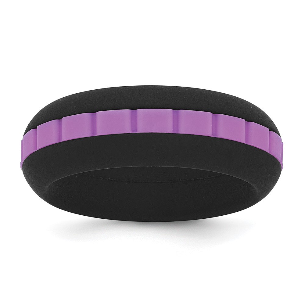 Silicone Black Band with Purple Grooved Center 7.50mm