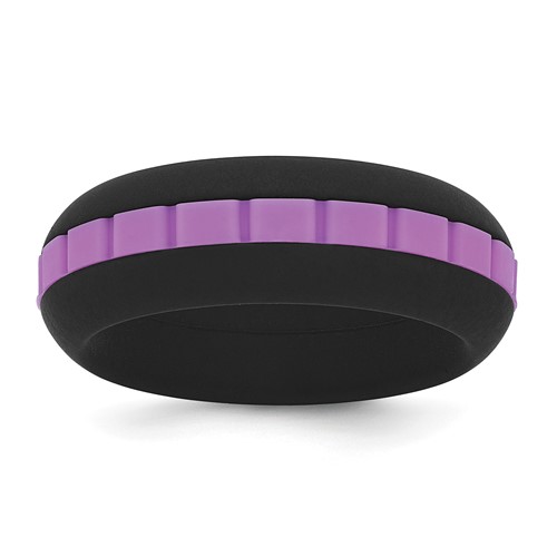 Silicone Black Band with Purple Grooved Center 7.50mm
