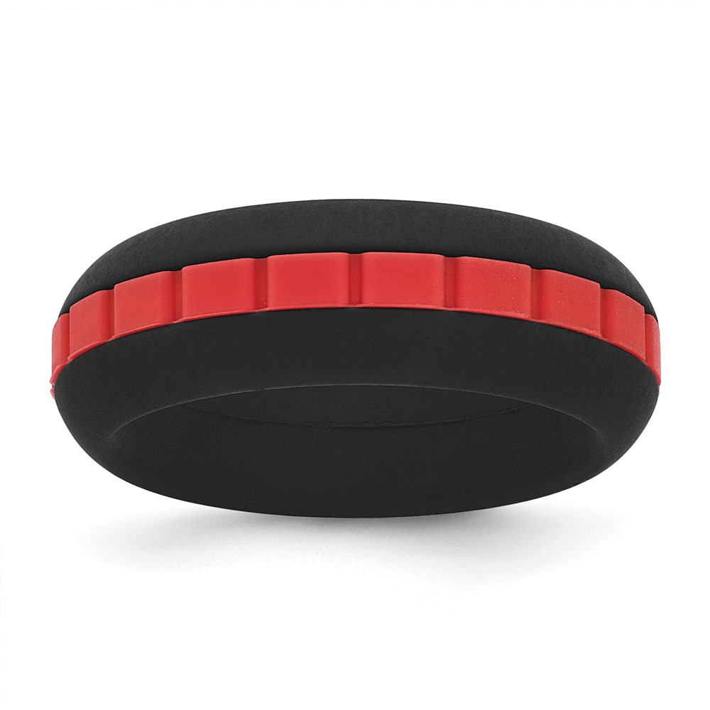 Silicone Black Band with Red Grooved Center 7.50mm