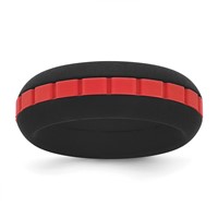 Silicone Black Band with Red Grooved Center 7.50mm view 1