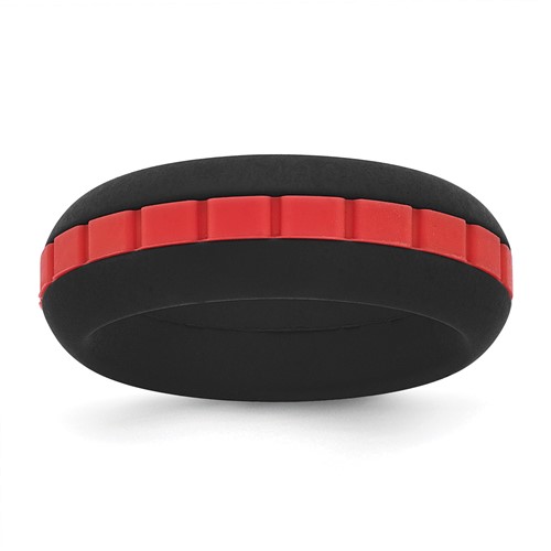 Silicone Black Band with Red Grooved Center 7.50mm