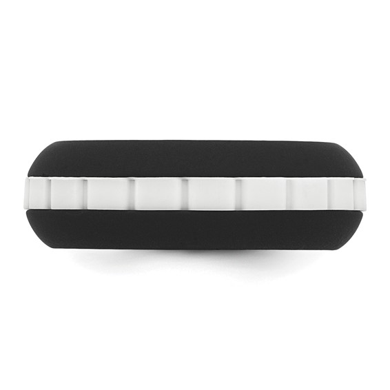 Silicone Black with White Grooved Center 7.50mm Band