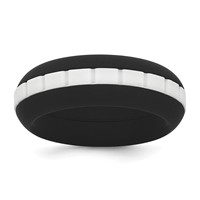 Silicone Black Band with White Grooved Center 7.50mm view 1
