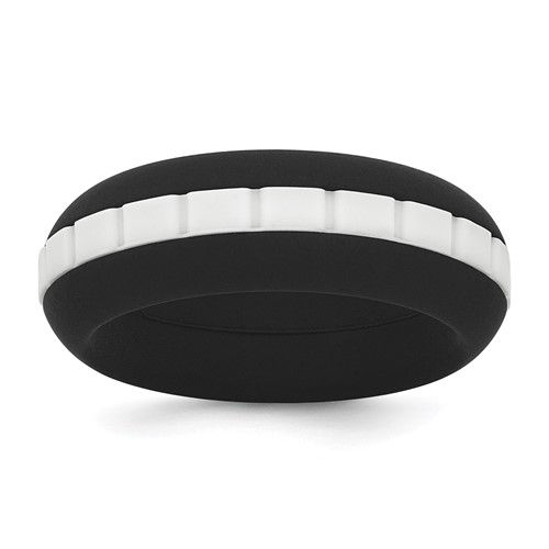 Silicone Black Band with White Grooved Center 7.50mm