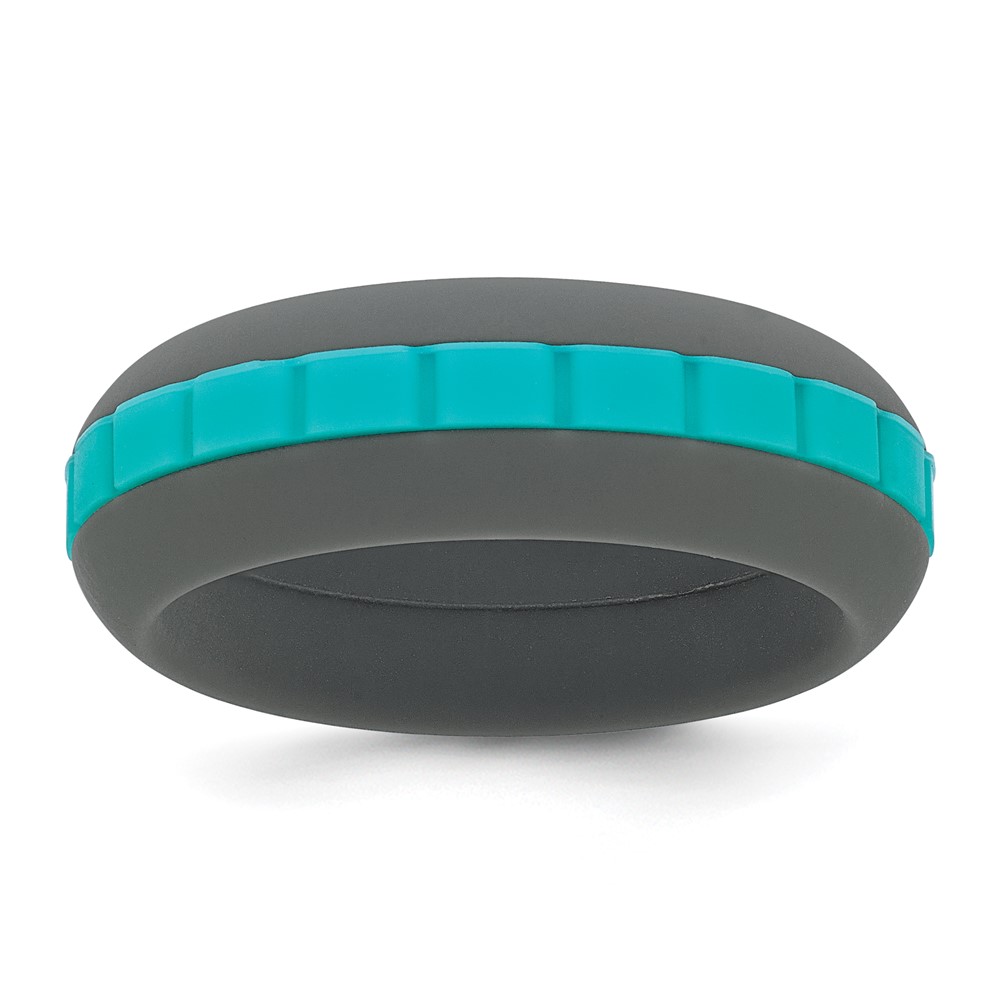 Silicone Grey Band with Blue Grooved Center 7.50mm