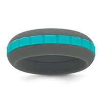 Silicone Grey Band with Blue Grooved Center 7.50mm view 1