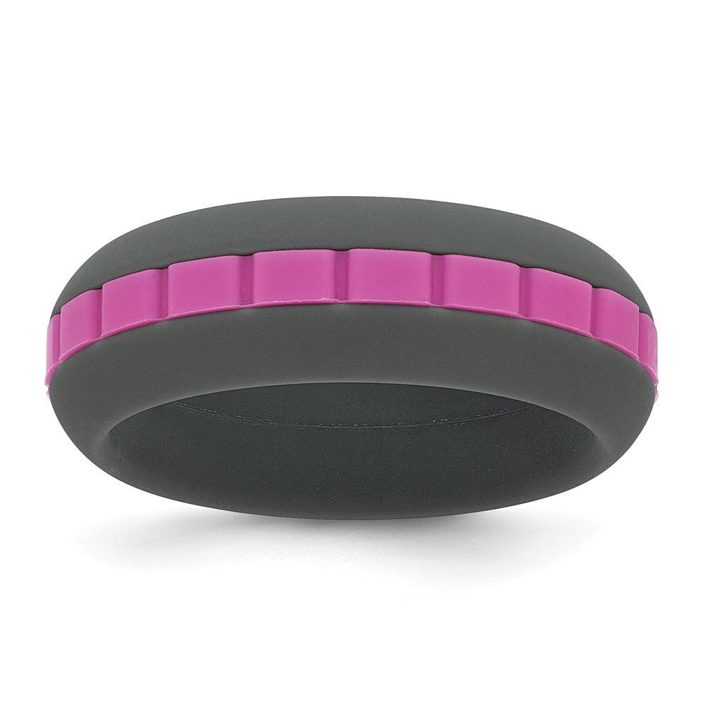 Silicone Grey Band with Pink Grooved Center 7.50mm