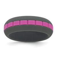 Silicone Grey Band with Pink Grooved Center 7.50mm view 1