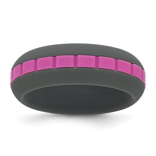 Silicone Grey Band with Pink Grooved Center 7.50mm