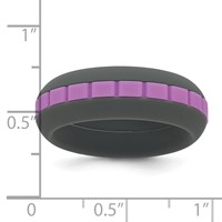 Silicone Grey Band with Purple Grooved Center 7.50mm view 5
