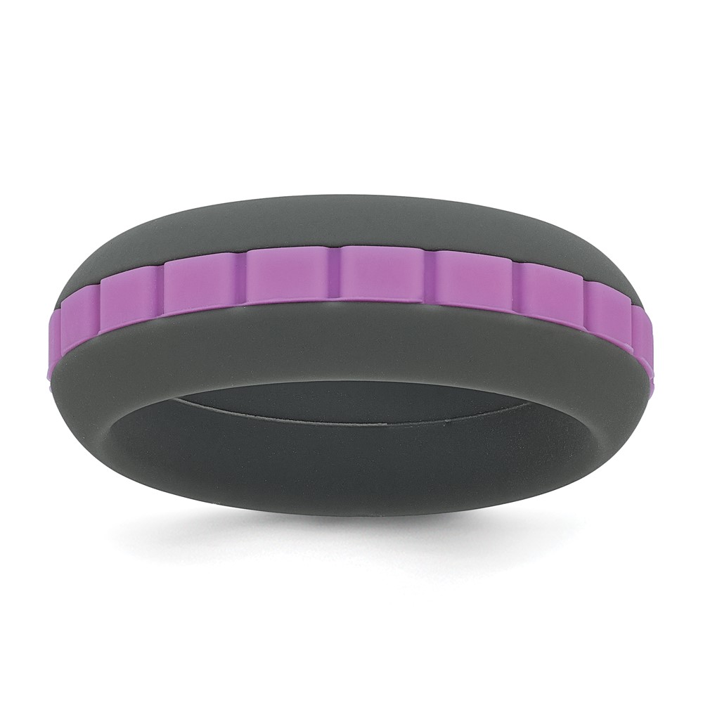 Silicone Grey Band with Purple Grooved Center 7.50mm