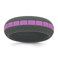 Silicone Grey Band with Purple Grooved Center 7.50mm view 1