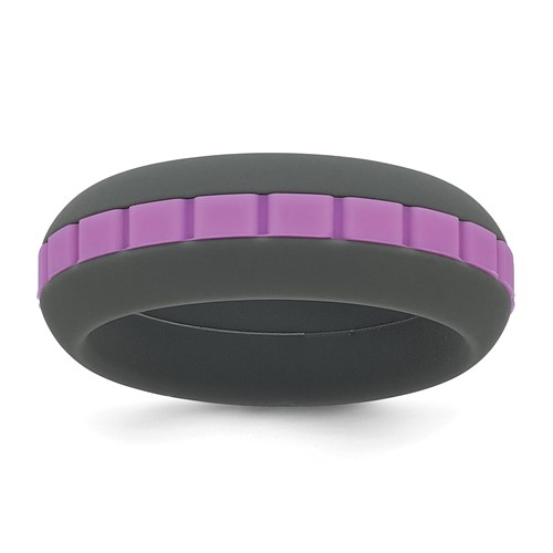 Silicone Grey Band with Purple Grooved Center 7.50mm