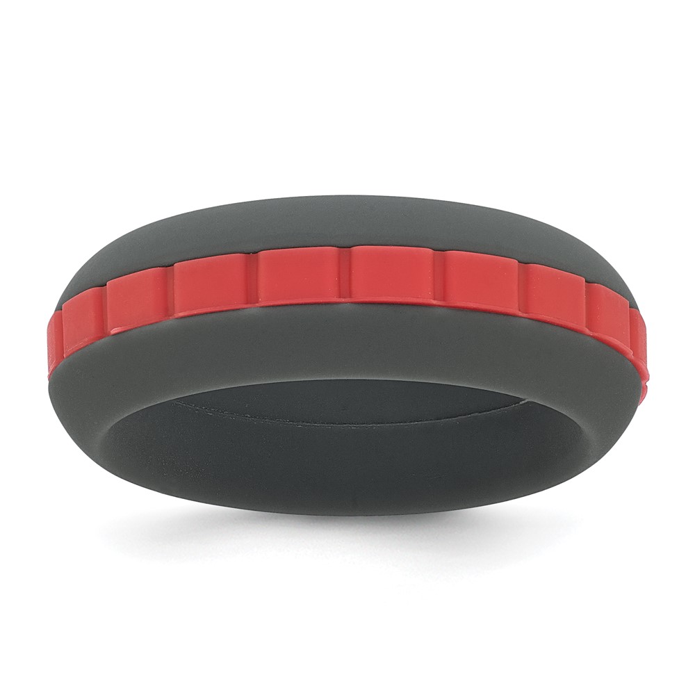 Silicone Grey Band with Red Grooved Center 7.50mm