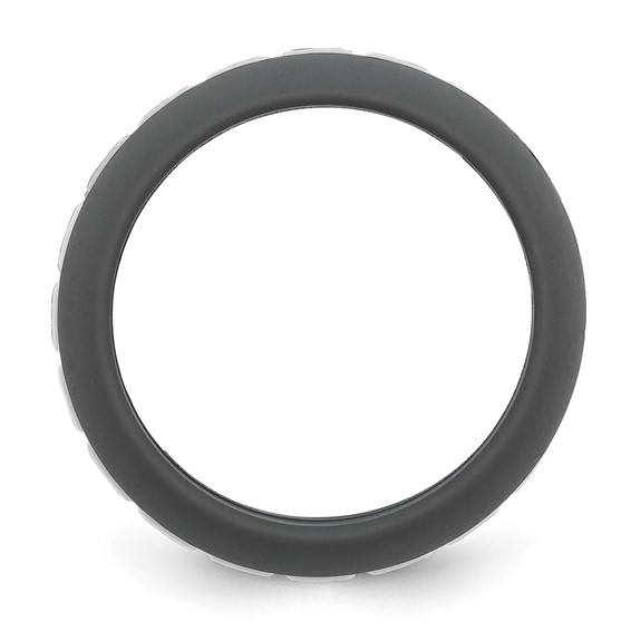 Silicone Grey with White Grooved Center 7.50mm Band