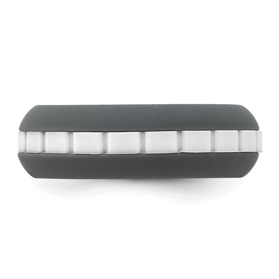 Silicone Grey with White Grooved Center 7.50mm Band