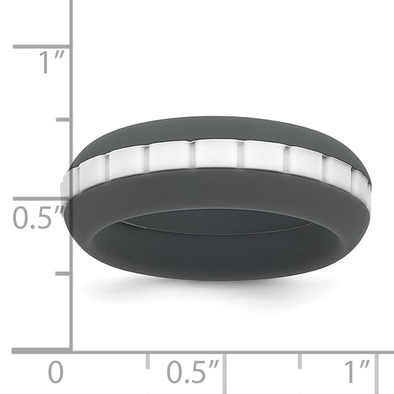 Silicone Grey with White Grooved Center 7.50mm Band