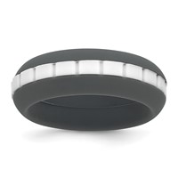 Silicone Grey Band with White Grooved Center 7.50mm view 1