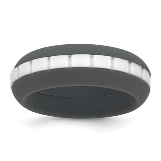 Silicone Grey with White Grooved Center 7.50mm Band