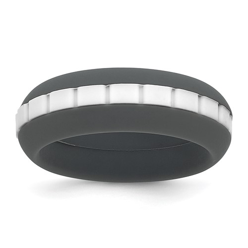 Silicone Grey Band with White Grooved Center 7.50mm