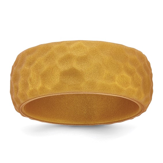 Silicone Metallic Gold 8.50mm Hammered Band