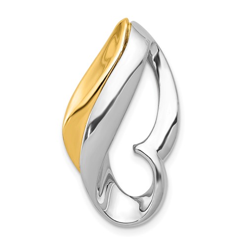 14K Two-tone Polished Slide Fits Up to 6mm Regular 8mm Fancy Or Reversible Omega