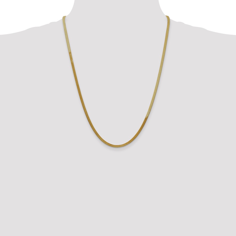 14K 24 inch 3mm Silky Herringbone with Lobster Clasp Chain (SLK025-24)