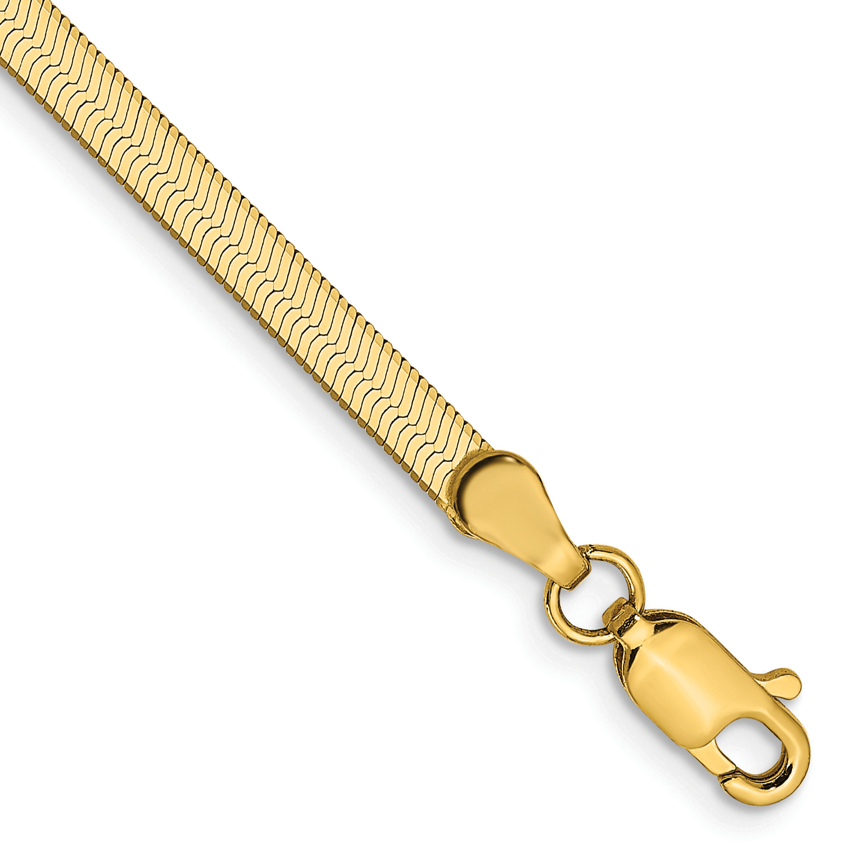 14K 7 inch 3mm Silky Herringbone with Lobster Clasp Bracelet (SLK025-7)