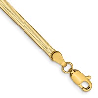 14K 3mm Yellow Gold Silky Herringbone Bracelet with Lobster Clasp - 7in view 1