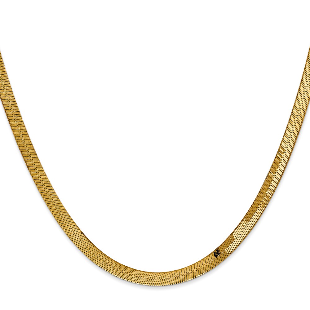 14K 24 inch 4mm Silky Herringbone with Lobster Clasp Chain (SLK040-24)