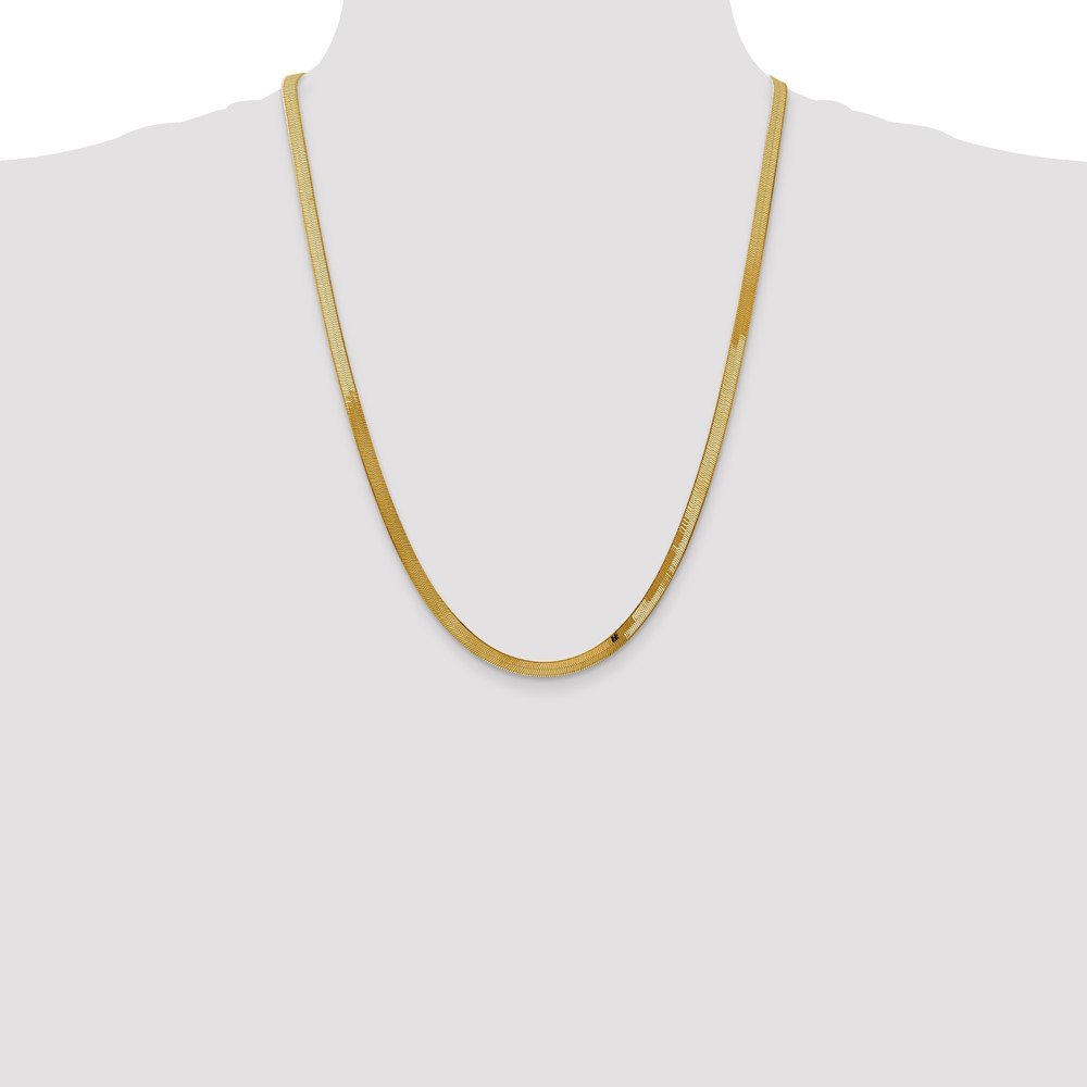 14K 24 inch 4mm Silky Herringbone with Lobster Clasp Chain (SLK040-24)