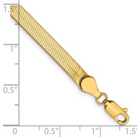 14K 4mm Yellow Gold Silky Herringbone Bracelet with Lobster Clasp, 7" view 2