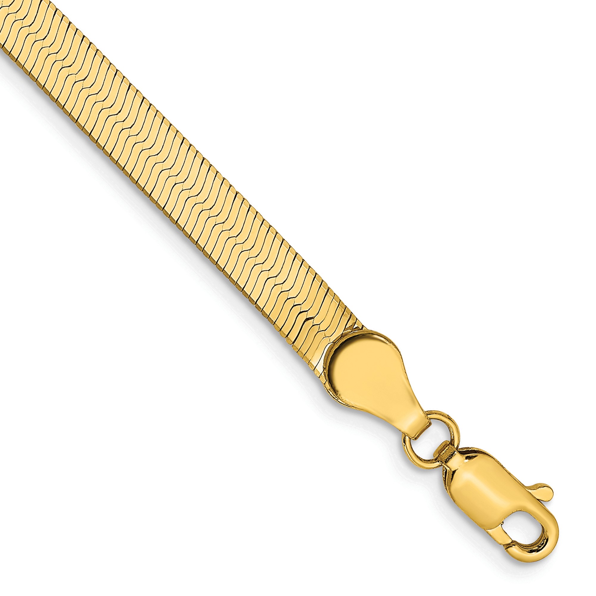 14K 8 inch 4mm Silky Herringbone with Lobster Clasp Bracelet Chain Necklace Mens