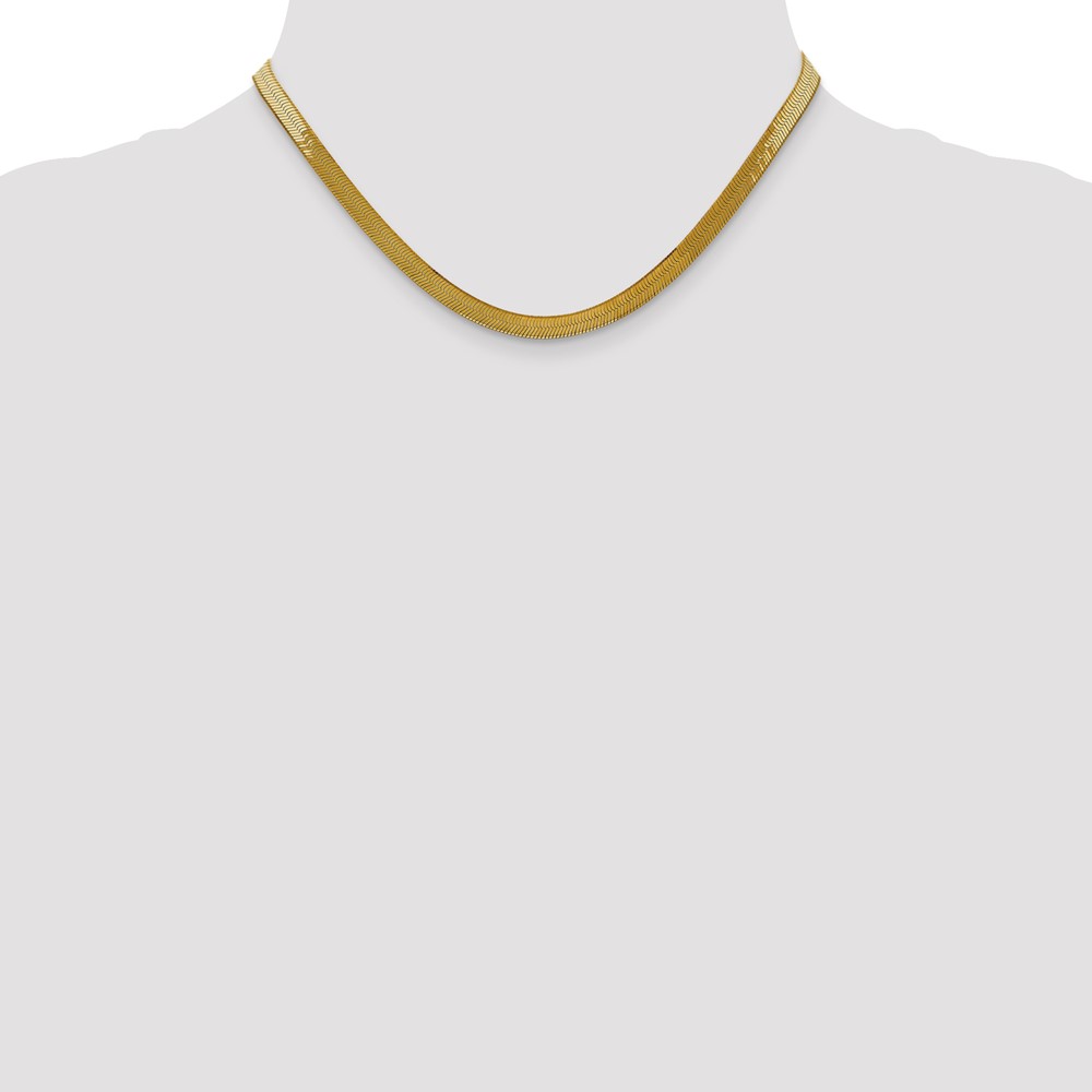 14K 16 inch 5mm Silky Herringbone with Lobster Clasp Chain (SLK050-16)