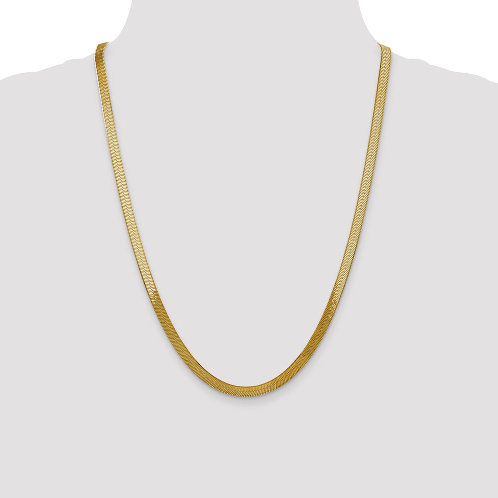 14K 24 inch 5mm Silky Herringbone with Lobster Clasp Chain (SLK050-24)